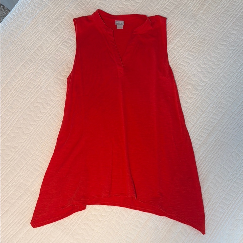 Chico's Red Asymmetrical Sleeveless Tank Top